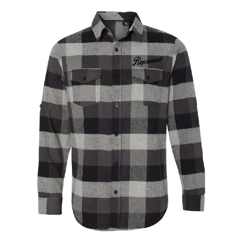 Slanted Dyed Yard Flannel Shirt [GRAY BLACK]