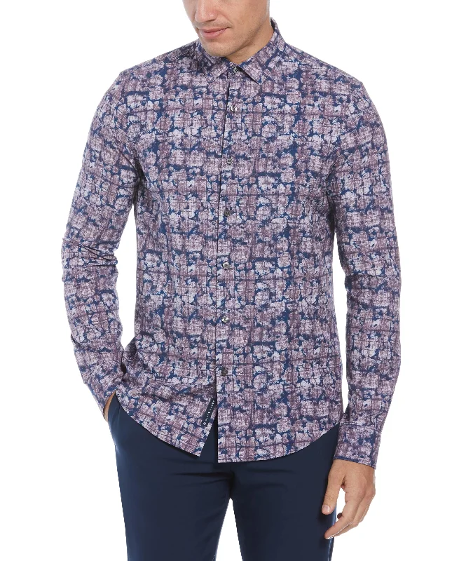 Total Stretch Slim Fit Abstract Floral Print Shirt