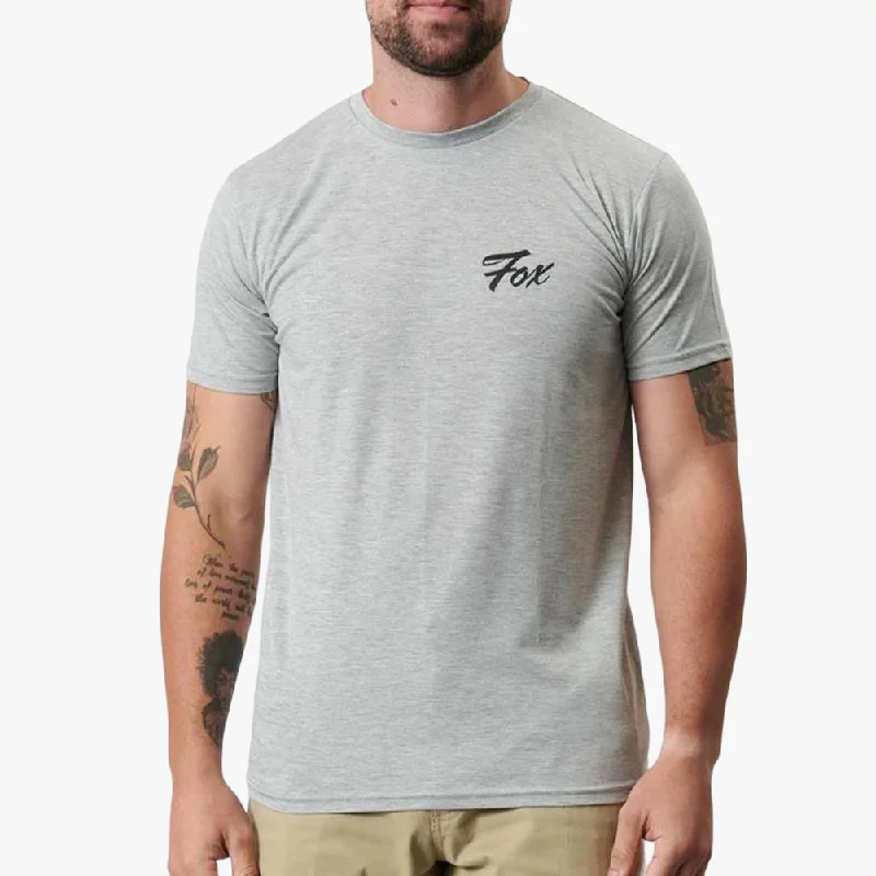 Fox Mens Scripted Short Sleeve Tee Heather Dirt Grey