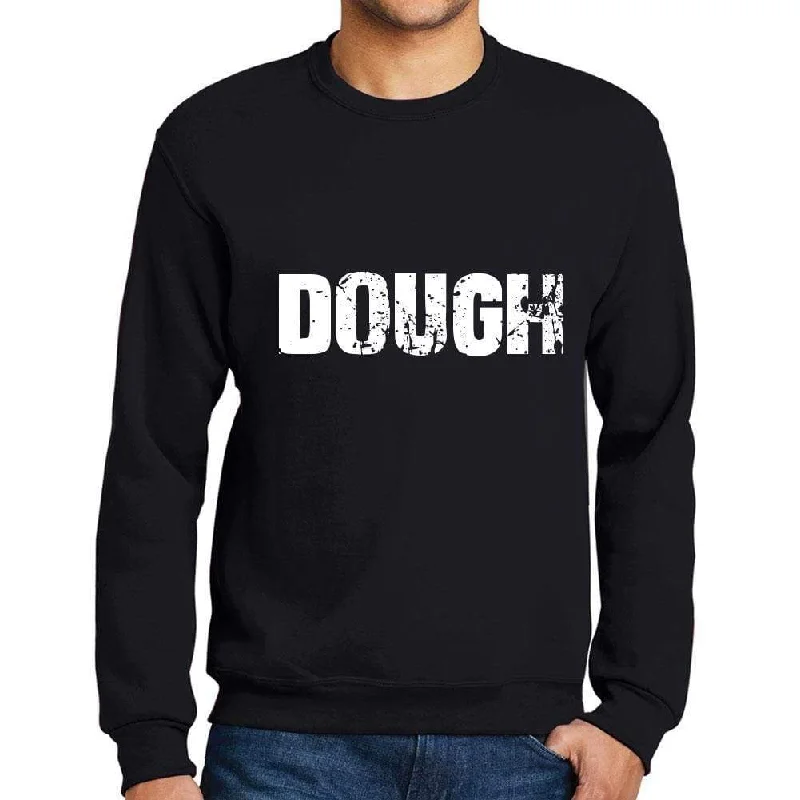 Men's Printed Graphic Sweatshirt Popular Words DOUGH Deep Black