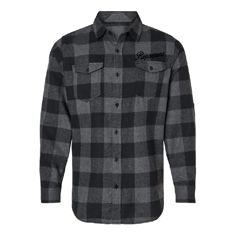 Slanted Dyed Yard Flannel Shirt [CHARCOAL BLACK BUFFALO]