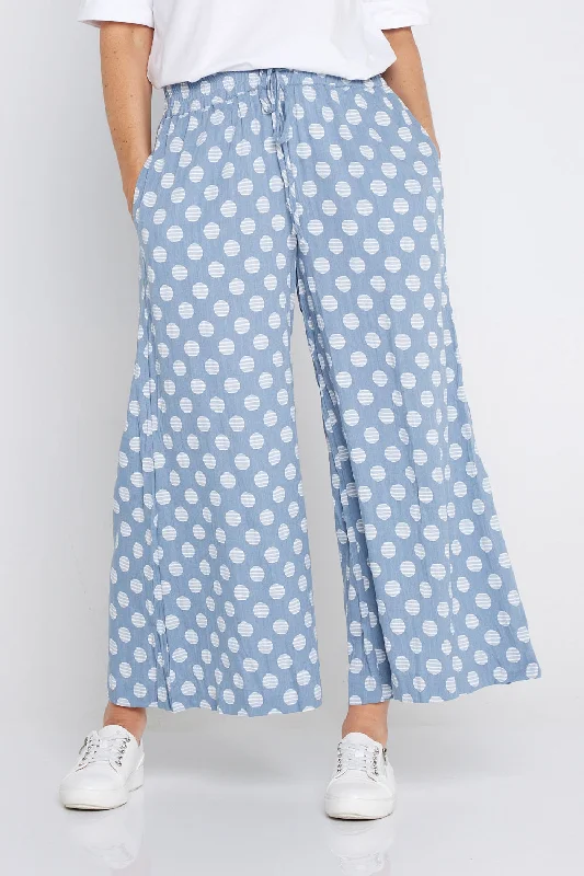 Weekend Deals That Sparkle Cleo Wide Leg Drawstring Pants - Denim Blue/Spot
