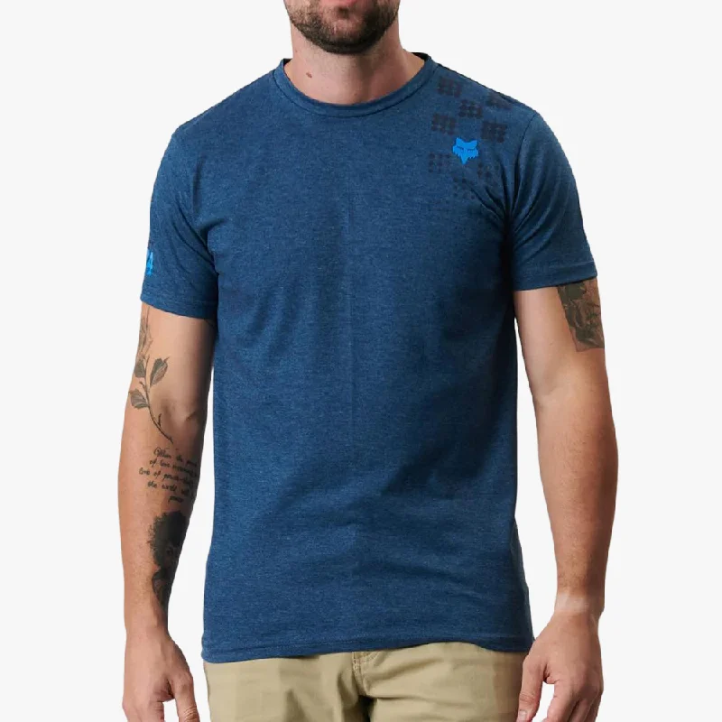 Fox Mens Check It Short Sleeve Tee Heather Indigo