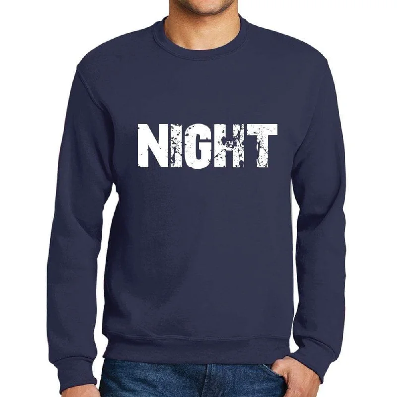 Men's Printed Graphic Sweatshirt Popular Words NIGHT French Navy