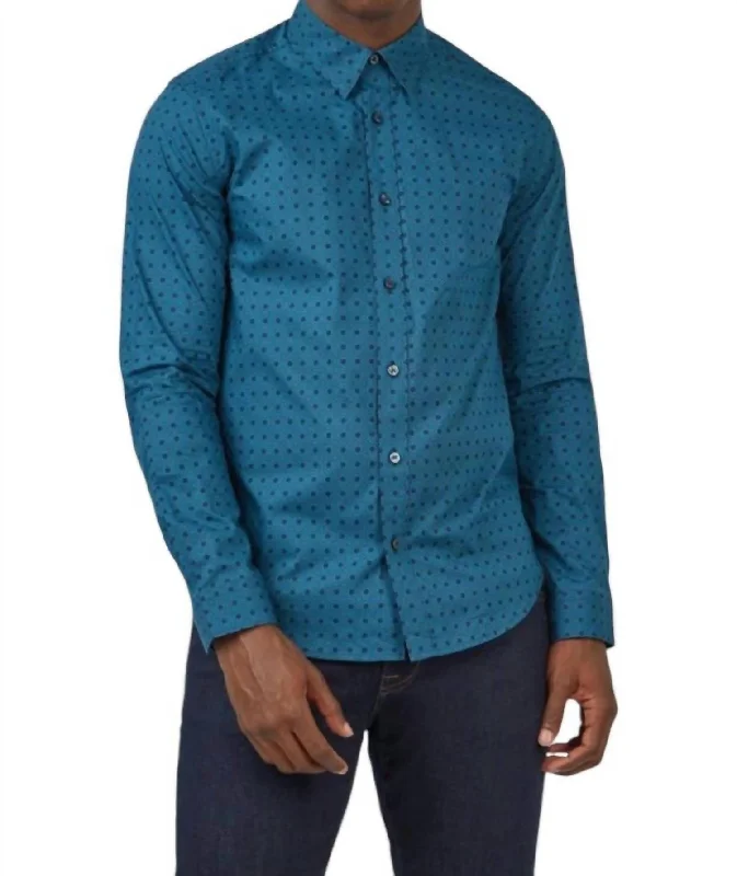 Abstract Geo Long Sleeve Shirt In Teal