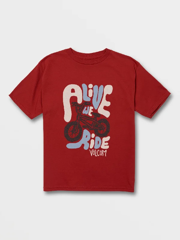 Little Boys Alive We Ride Short Sleeve Tee - Ribbon Red