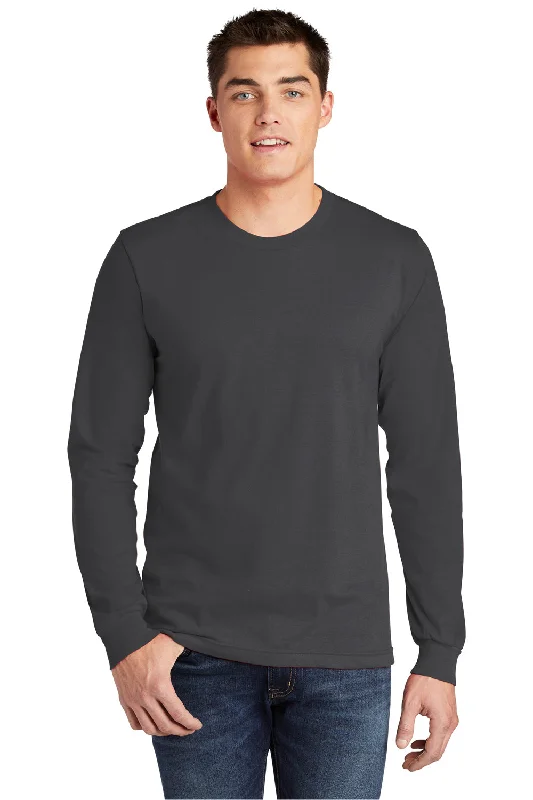 American Apparel Mens Fine Jersey Long Sleeve Crewneck T-Shirt - Asphalt Grey