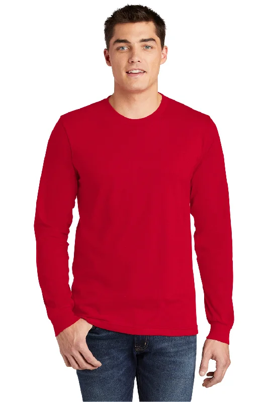 American Apparel Mens Fine Jersey Long Sleeve Crewneck T-Shirt - Red