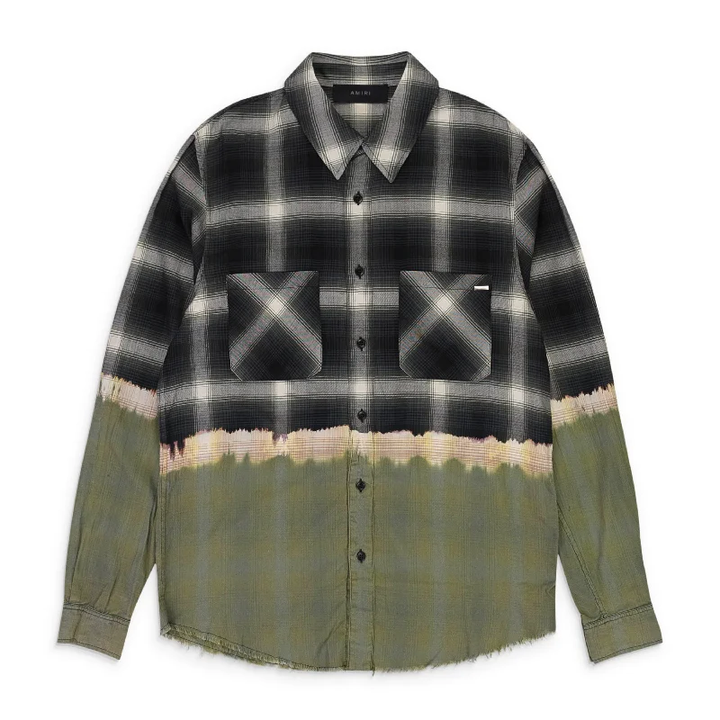 AMIRI BLEACH BANDANA PLAID MULTICOLOR BUTTON DOWN SHIRT