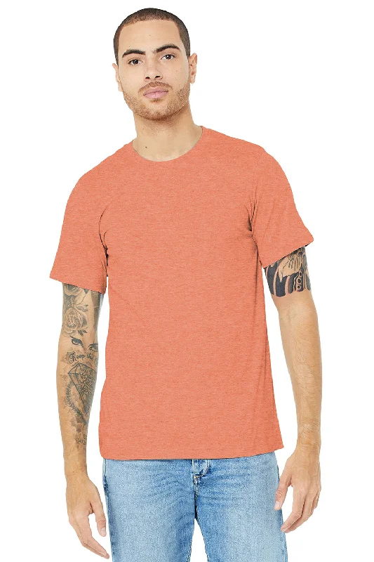 Bella + Canvas Mens Heather CVC Short Sleeve Crewneck T-Shirt - Heather Prism Sunset Orange