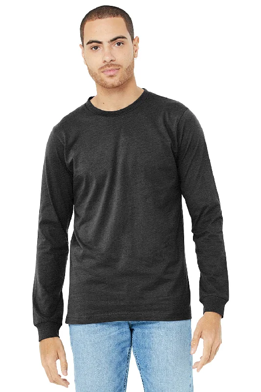 Bella + Canvas Mens Jersey Long Sleeve Crewneck T-Shirt - Charcoal Black Triblend