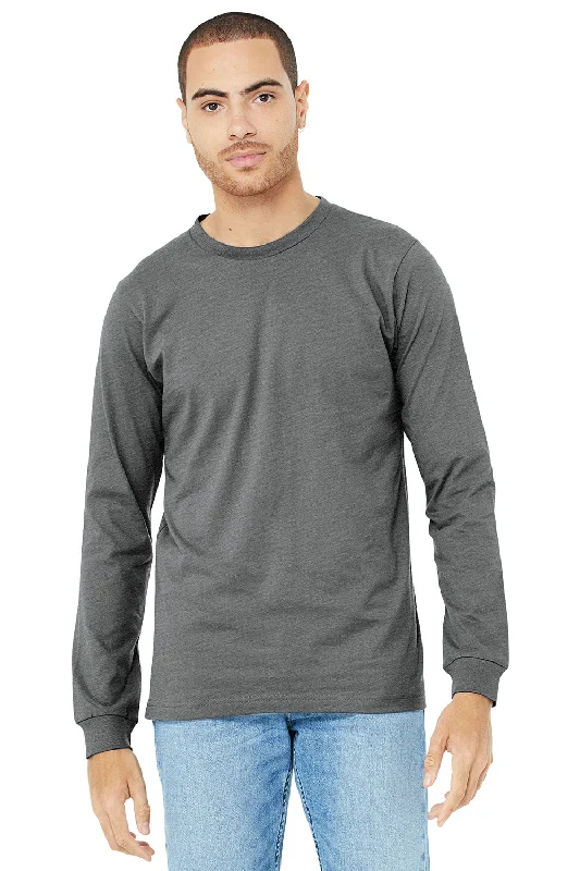 Bella + Canvas Mens Jersey Long Sleeve Crewneck T-Shirt - Grey Triblend