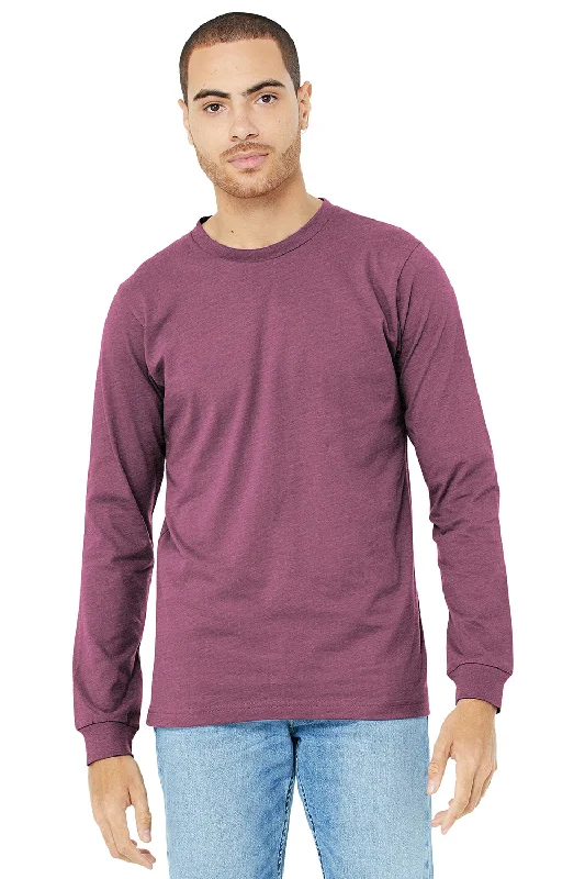 Bella + Canvas Mens Jersey Long Sleeve Crewneck T-Shirt - Maroon Triblend