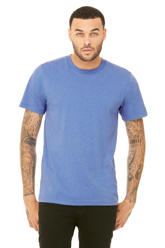 Bella + Canvas Mens Heather CVC Short Sleeve Crewneck T-Shirt - Heather Columbia Blue