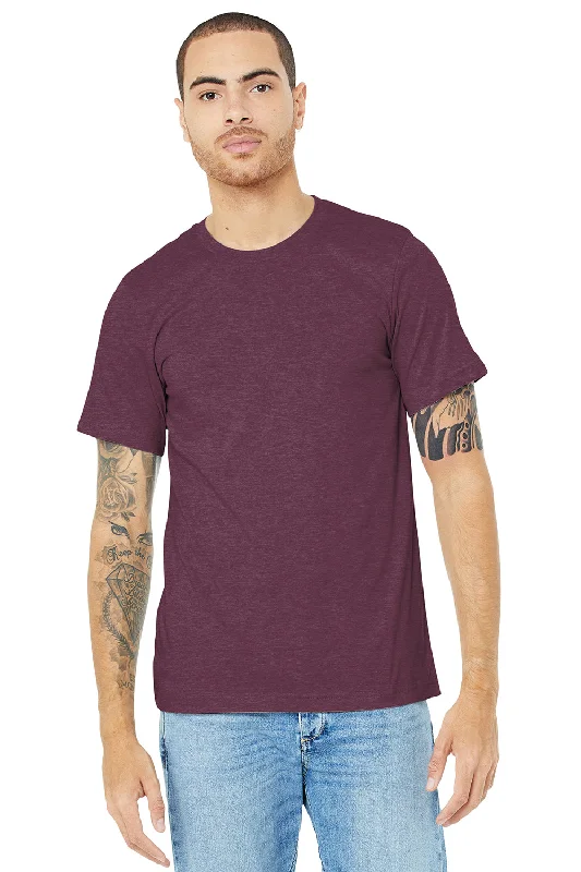 Bella + Canvas Mens Heather CVC Short Sleeve Crewneck T-Shirt - Heather Maroon