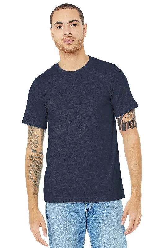 Bella + Canvas Mens Heather CVC Short Sleeve Crewneck T-Shirt - Heather Midnight Navy Blue