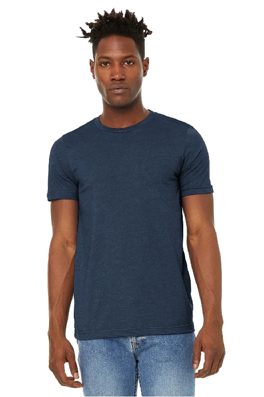 Bella + Canvas Mens Jersey Short Sleeve Crewneck T-Shirt - Heather Navy Blue