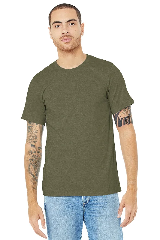 Bella + Canvas Mens Heather CVC Short Sleeve Crewneck T-Shirt - Heather Olive Green