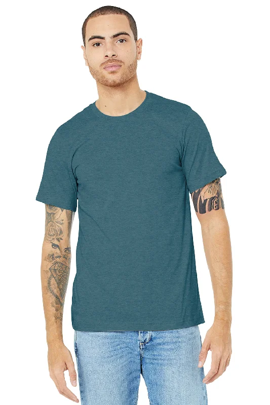 Bella + Canvas Mens Heather CVC Short Sleeve Crewneck T-Shirt - Heather Slate Blue