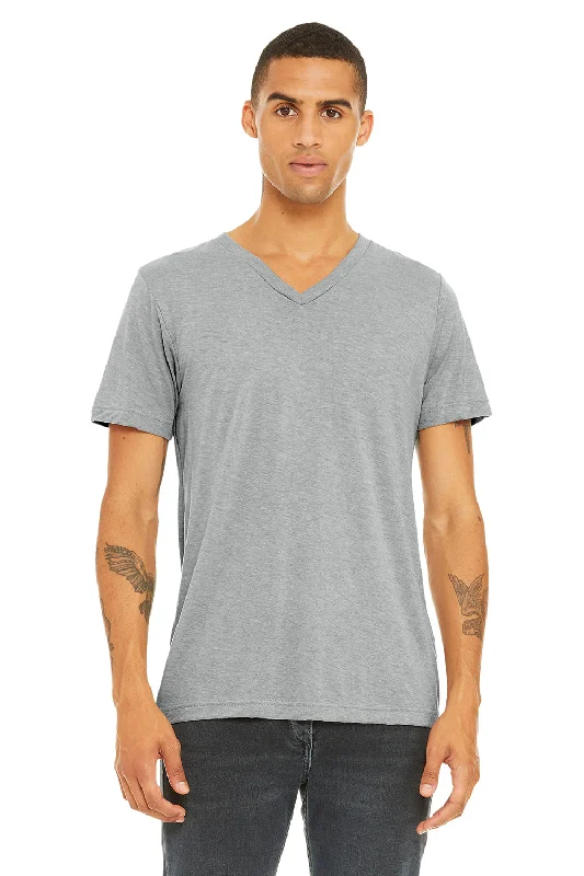 Bella + Canvas Mens Short Sleeve V-Neck T-Shirt - Athletic Grey