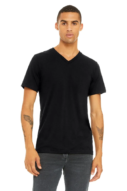 Bella + Canvas Mens Short Sleeve V-Neck T-Shirt - Solid Black