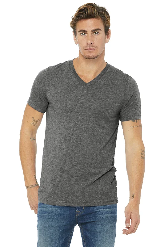 Bella + Canvas Mens Short Sleeve V-Neck T-Shirt - Grey