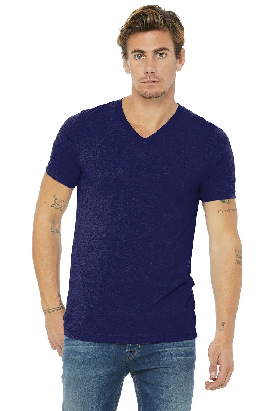 Bella + Canvas Mens Short Sleeve V-Neck T-Shirt - Navy Blue