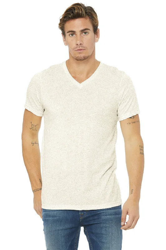 Bella + Canvas Mens Short Sleeve V-Neck T-Shirt - Oatmeal