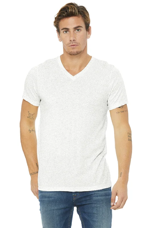 Bella + Canvas Mens Short Sleeve V-Neck T-Shirt - White Fleck