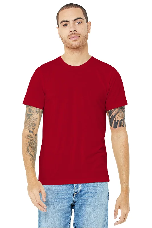 Bella + Canvas Mens USA Made Jersey Short Sleeve Crewneck T-Shirt - Red