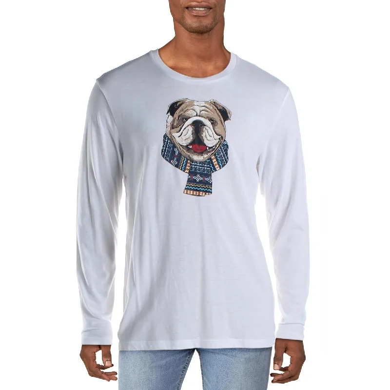 Bulldog Scarf Mens Cotton Blend Graphic T-Shirt