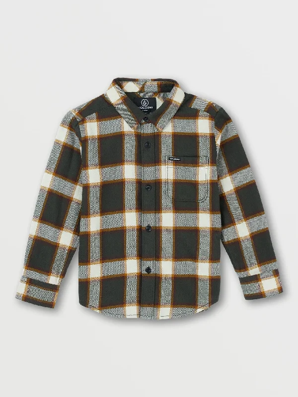 Little Boys Caden Plaid Long Sleeve Flannel - Rinsed Black