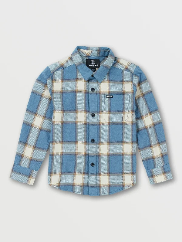 Little Boys Caden Plaid Long Sleeve Flannel - Slate Blue