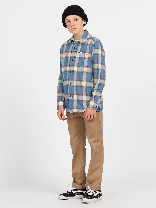 Big Boys Caden Plaid Long Sleeve Shirt - Slate Blue