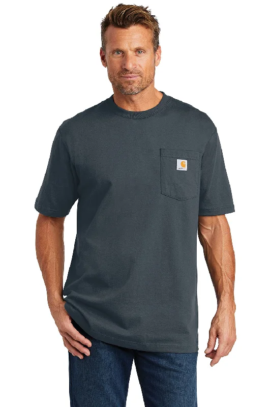 Carhartt Mens Workwear Short Sleeve Crewneck T-Shirt w/ Pocket - Bluestone