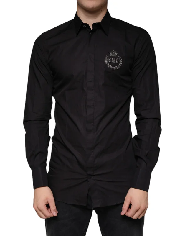 Dolce & Gabbana  King Crown Embroide  Dress Men's Shirt