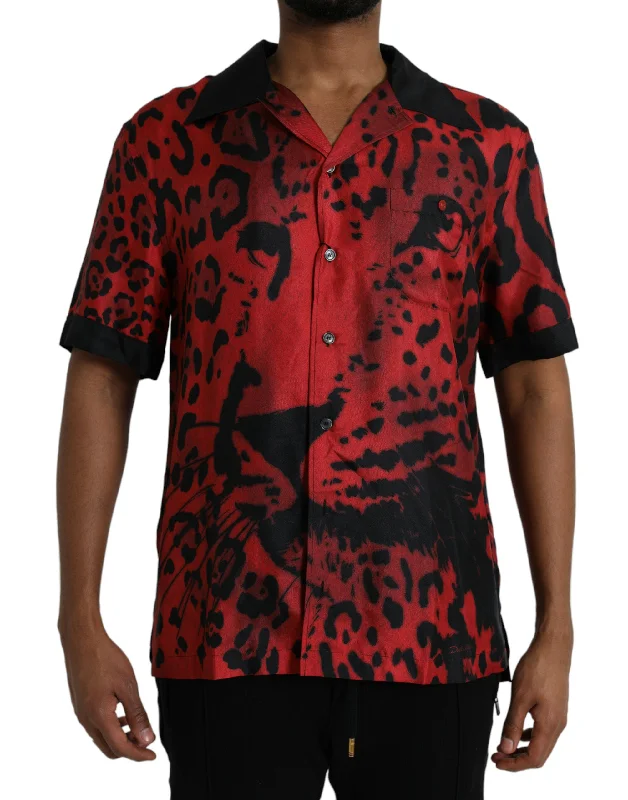 Dolce & Gabbana  Leopard Silk Button Down Casual Men's Shirt