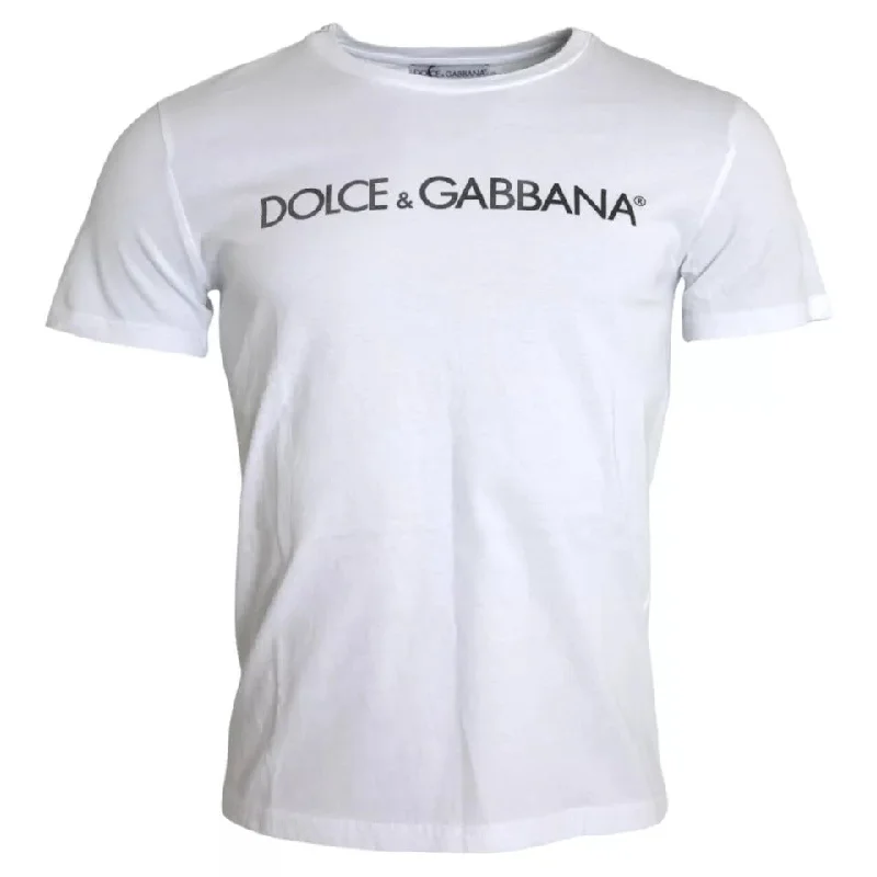 Dolce & Gabbana  Logo Print Cotton Crew Neck Mens Top Men's T-shirt (Pre-Owned)