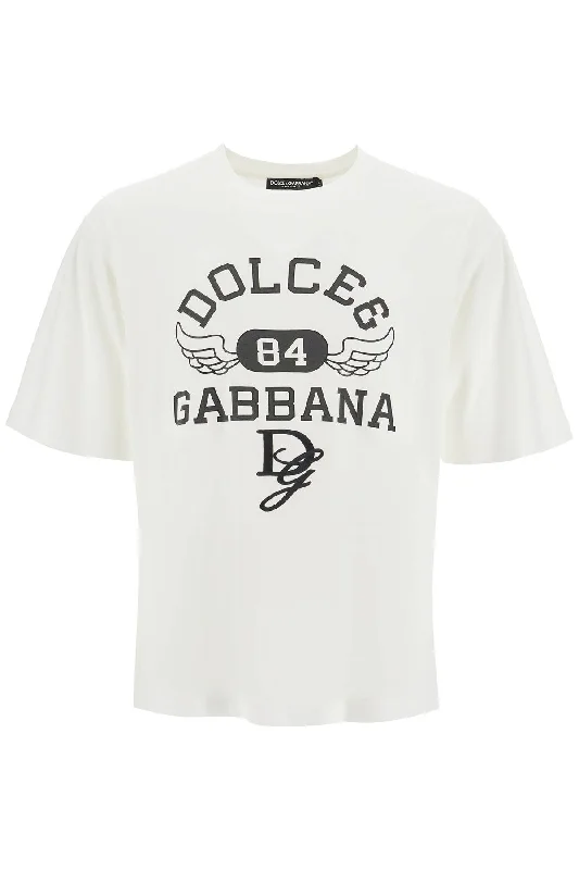 Dolce & Gabbana Men's Printed T-Shirt With Dg Embroidery