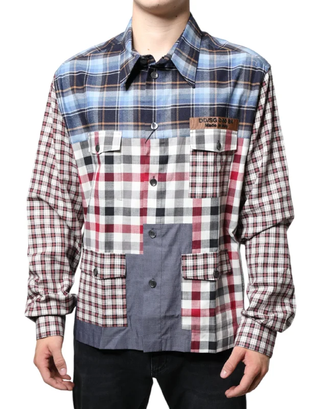 Dolce & Gabbana multi Patchwork Button Down Casual Men's Shirt