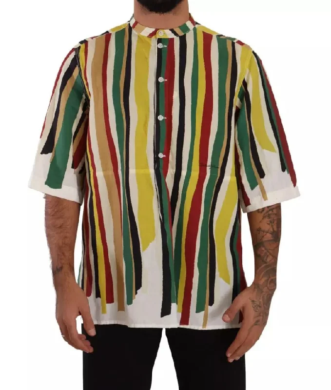 Dolce & Gabbana multi Striped Linen Cotton Men's Shirt (Pre-Owned)