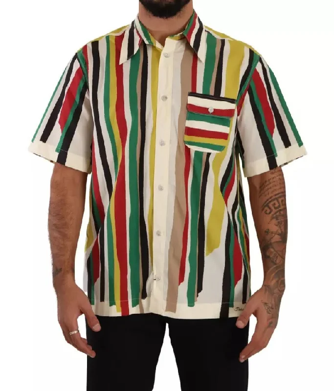 Dolce & Gabbana multi Striped Short Sleeve Cotton Men's Shirt (Pre-Owned)