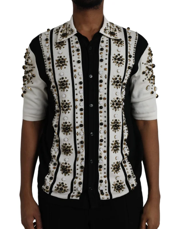 Dolce & Gabbana   Silk Studded Stone Crystal Men's Shirt