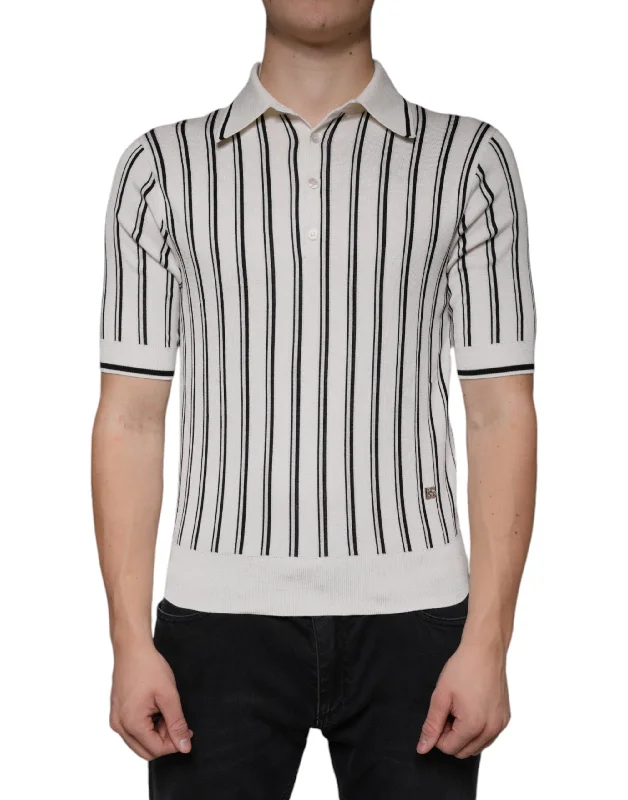 Dolce & Gabbana   Stripe Polo Short Sleeve Men's T-shirt