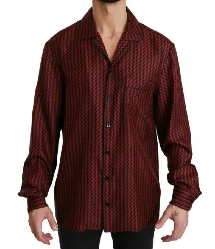 Dolce & Gabbana   Zigzag Pattern Casual Men's Shirt