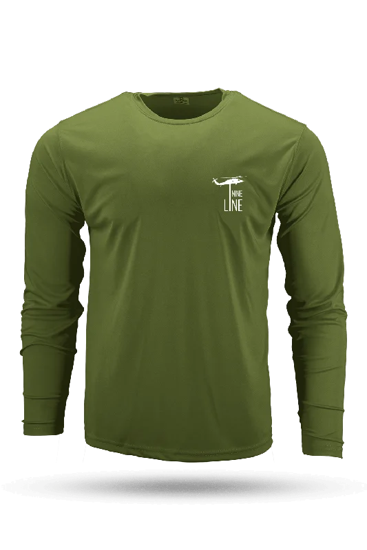 Dropline Logo - Moisture Wicking Long Sleeve T-Shirt