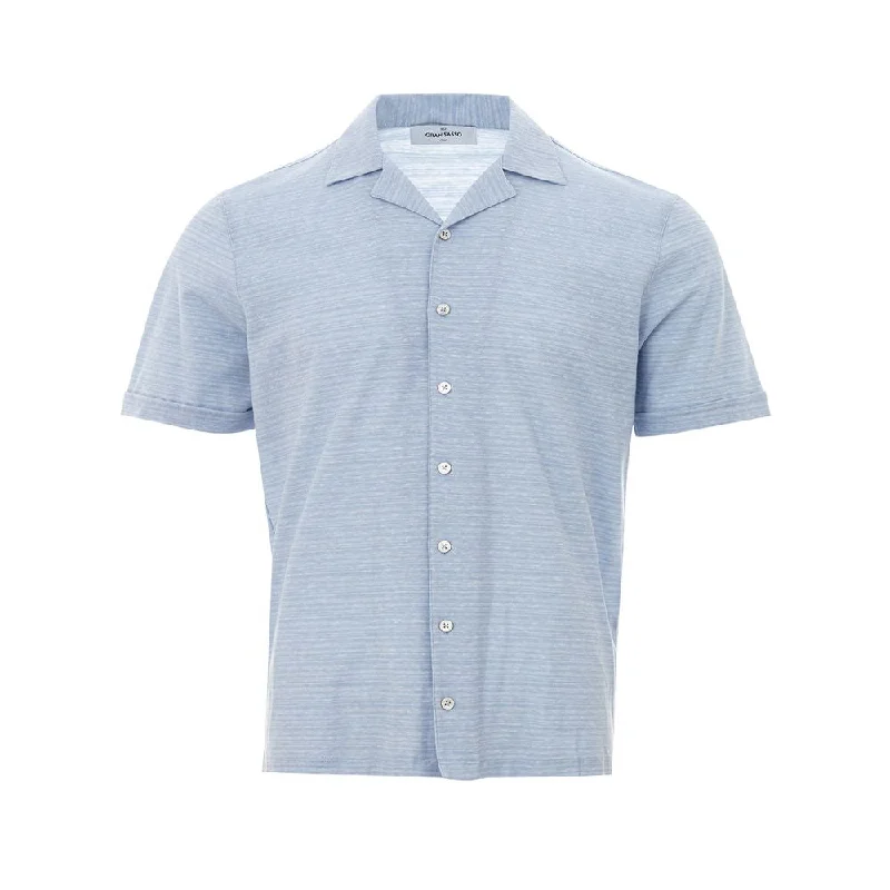 Gran Sasso Elegant blue Linen-Cotton Men's Men's Shirt