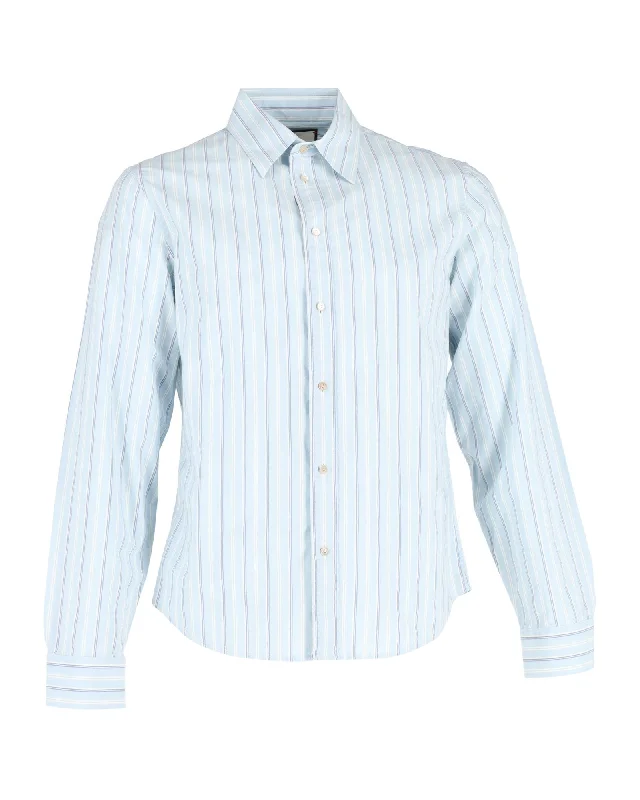 Gucci Striped Button-Up Shirt in Light Blue Cotton