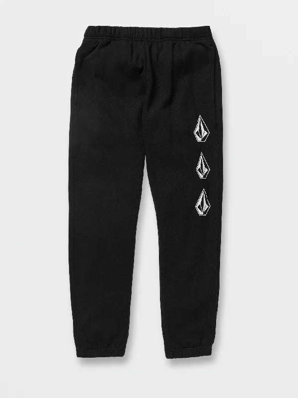 Big Boys Iconic Stone Elastic Waist Fleece Pants - Black