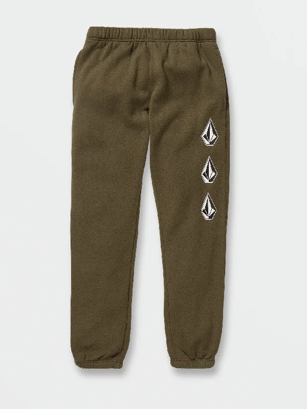 Big Boys Iconic Stone Elastic Waist Fleece Pants - Military